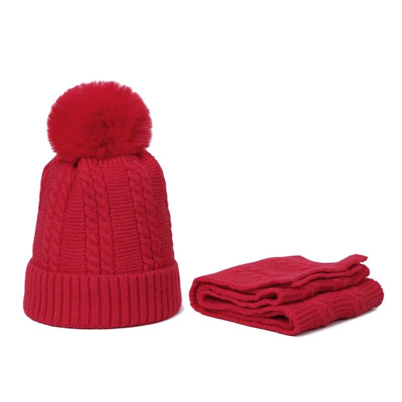 Bonnet et écharpe en fausse fourrure pour enfants, ensemble avec doublure, Bonnet et épais, couleur unie, automne, hiver: G