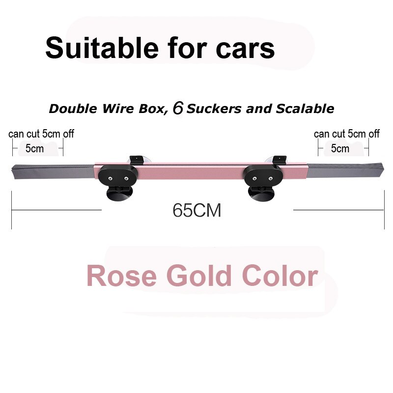Suv vrachtwagen auto voorruit intrekbare zonneklep achterruit zonneklep blind zonneklep warmte-isolatie uv-gordijn 46/65/70cm: Roségoud dubbel 65cm