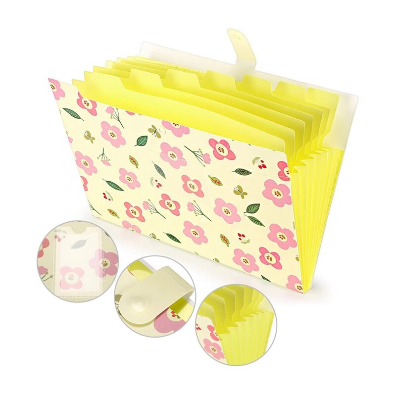 Expanding File Folder Floral A4 and Letter Size Archival File Holder Organizer 8 Pockets