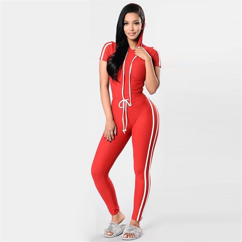 Sprit Suit Set Women Tracksuit Two-piece Style Outfit Sweatshirt Sport Wear: Red / L