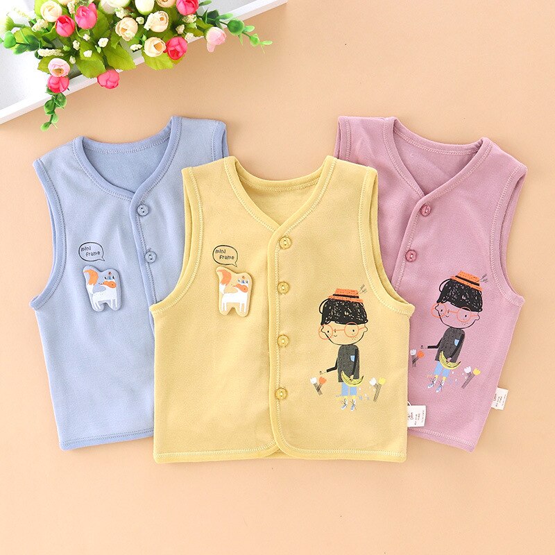 Baby vest cotton warm autumn winter clothing cartoon three-layer warm waistcoat for boys girls warm vest for toddler girls