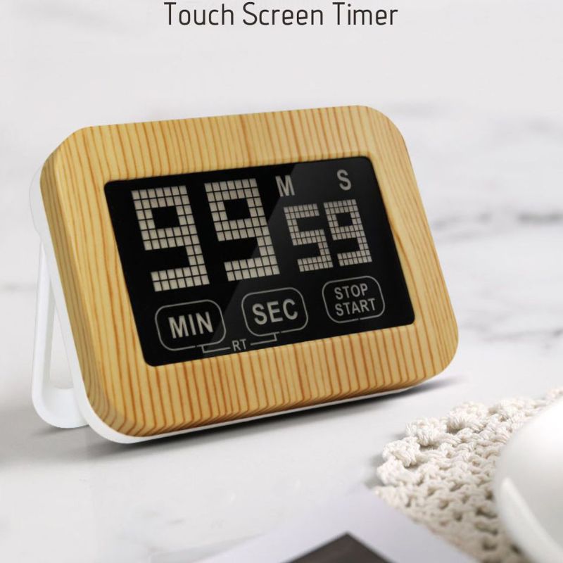 Touch Screen Luminous Kitchen Timer LCD Display Magnetic With Stand Timer Luminous Loud Alarm Digital Study Timer