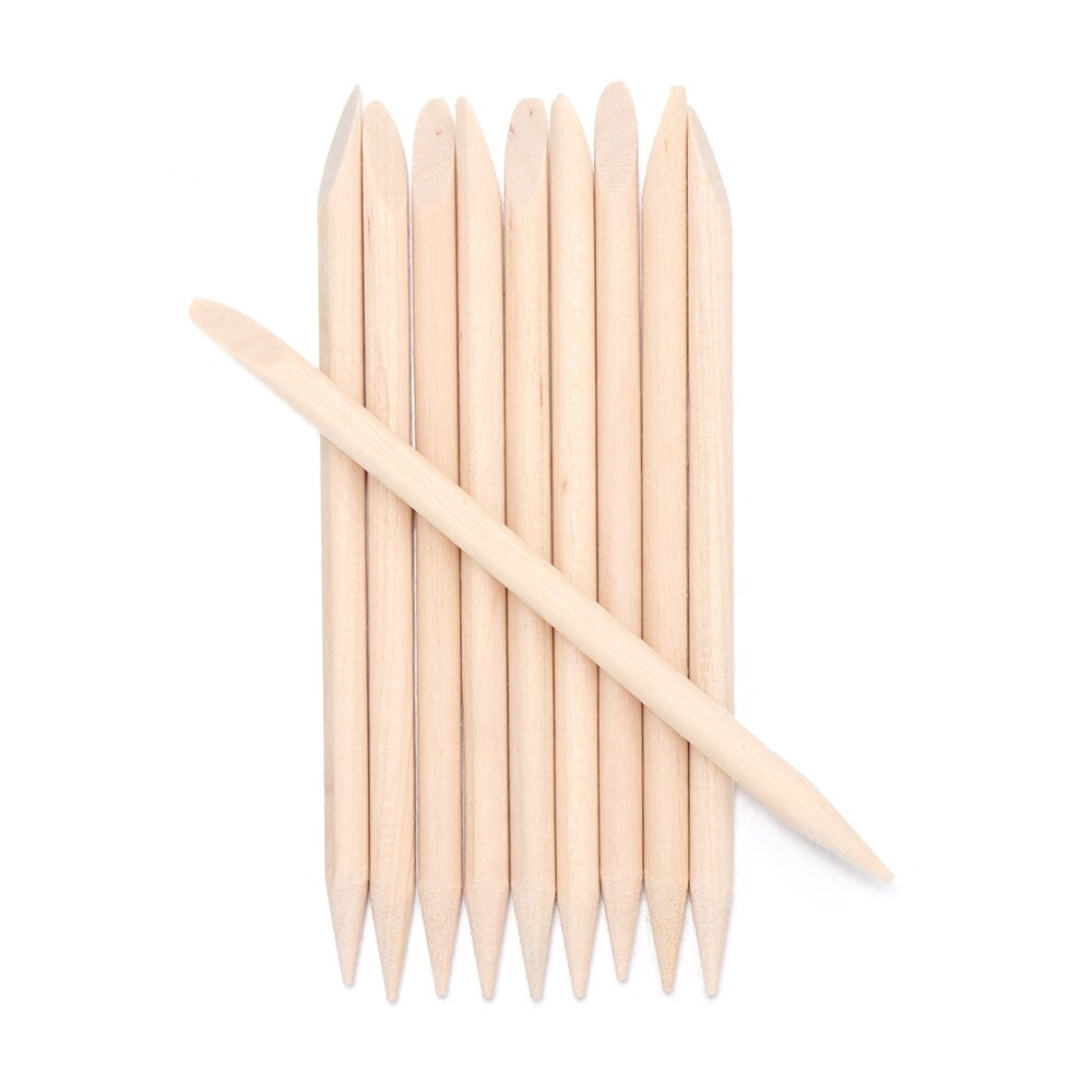 10/30/50/100 pièces bois bâton cuticule dissolvant Orange double extrémité Nail Art conceptions pour manucure pédicure cuticule poussoir ongles outils: S-10pcs