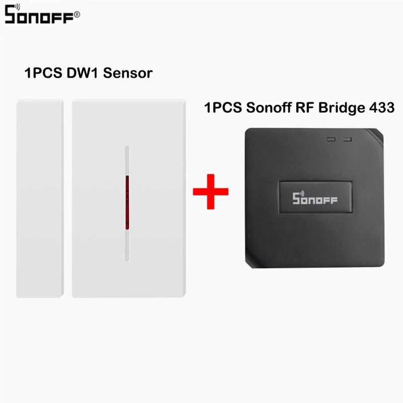 Sonoff RF Bridge 433MHZ Wifi Wireless Signal Converter PIR 2 Sensor/ DW1 Door & Window Alarm Sensor for Smart Home Security Kits: DW1 with RF Bridge