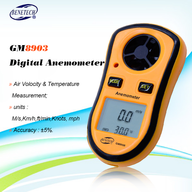 BENETECH GM8908 Digitale Anemometer 0-30 m/s Handheld Wind Gauge Meter Luchtsnelheid Temperatuur Meting
