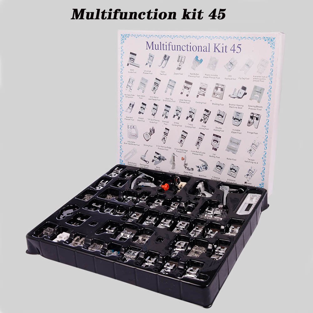 Sewing Machine Presser Foot Press Feet For Brother Singer Janome Sew Machines Kit Braiding Blind Stitch Over 32/52/62 Piece: Press foot 45pcs