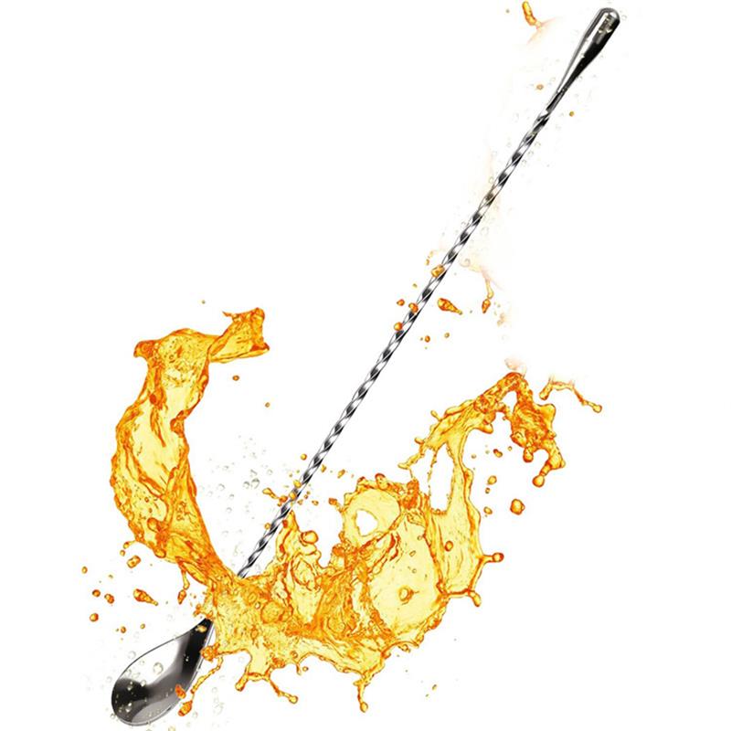 6pcs Cocktail Bar Spoon Stainless Steel Threaded Twisted Mixing Stir Spoon Bar Tool Bartender Tools Cocktail Spoon Stirrer