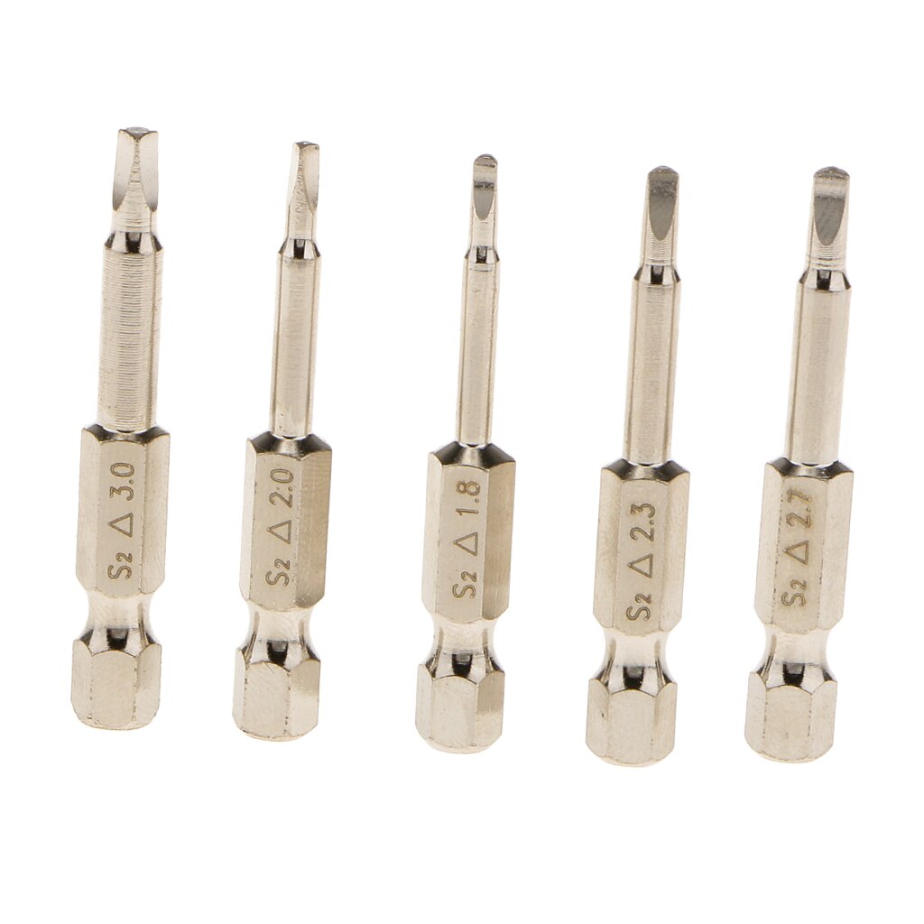 5x Magnetische Driehoek Schroevendraaier Bits Tip Set S2 Staal 1/4 ''Hex Shank