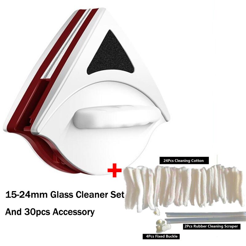3-30mm Wash Window Wiper Magnetic Brush Double Side Household Glass Cleaner Magnetic Windows Glass Cleaning Brush Cleaners Tool: 15-24mm and peijian