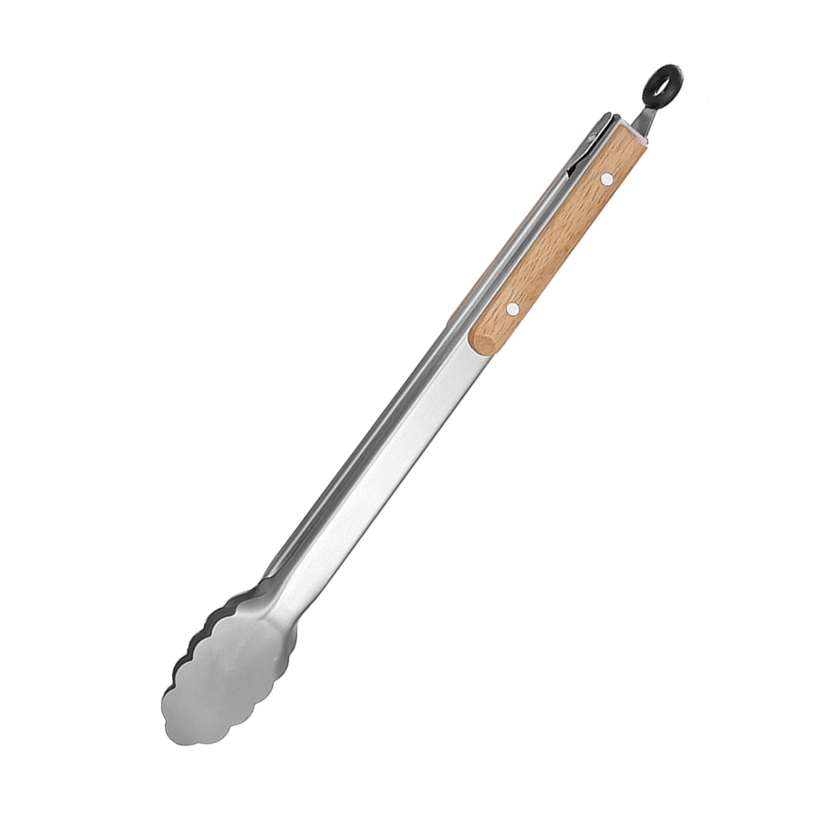 Pince de cuisson en acier inoxydable avec poignée en chêne, pince à salade avec anneau de verrouillage, gadget de cuisine pour barbecue à salade