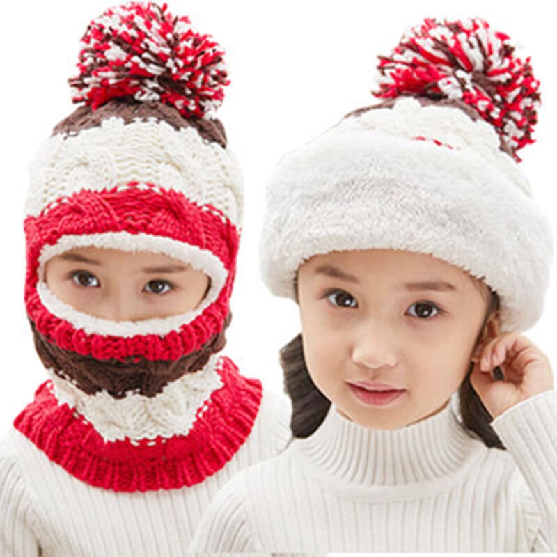 Kinderen Hoed Wol Fleece Baby Winter Gehoorbescherming Warme Muts Sjaal Twee Sets Van Jongen Meisjes Sjaal Masker