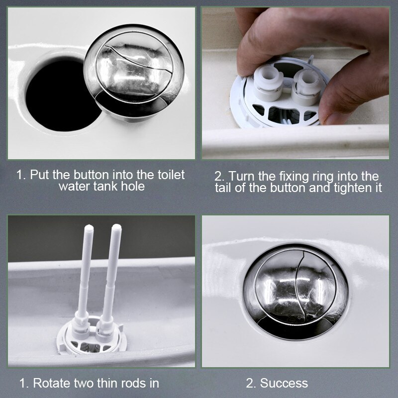 Newly Dual Flush Toilet Commode Water Tank Push Button Tool Durable