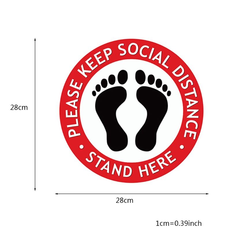 Round Waiting In Line Sticker Social Distance Keeping Safety Floor Sign Paster F3MA