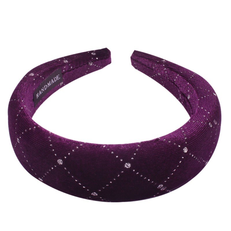 Candy Color Padded Wide Sponge Headband Glitter Velvet Hair Hoop Party Stretchy Thick Hairband Ladies Bezel Headpiece: 7