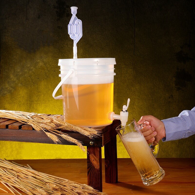 Cubo de plástico para fermentación de vino contenedor a prueba de fugas fermentador de cerveza con llave de aire y tapa