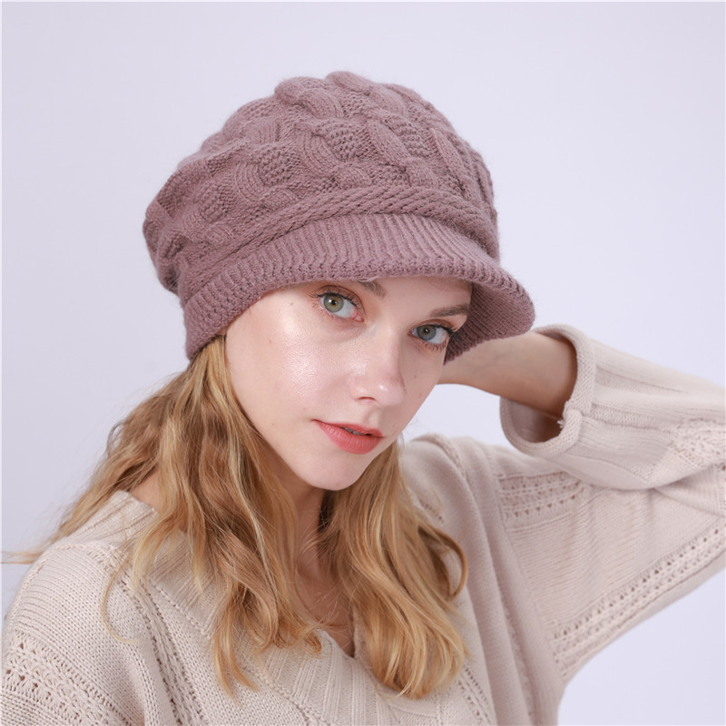 Chapeau en tricot pour femme, , ample, ample, en Crochet, décontracté, uni, doux, collection hiver: H