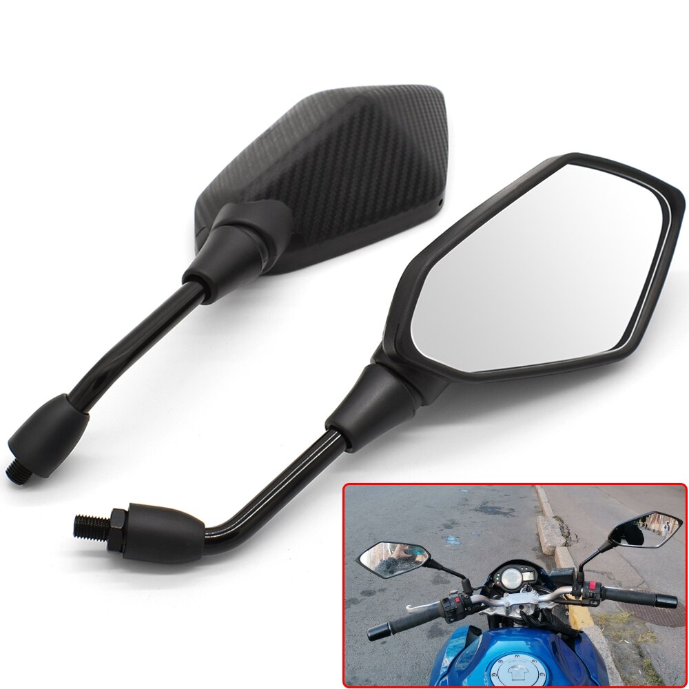 Espejos retrovisores para motocicleta, espejo convexo trasero de 10mm y 8mm, para kawasaki versys 650, z900, z1000, suzuki 650 africa twin, 1 par