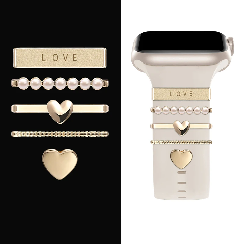 Anillo decorativo de correa de para Apple Watch, adorno de diamante, decoración de pulsera, dijes de Metal, accesorios de correa de silicona: Verde negro