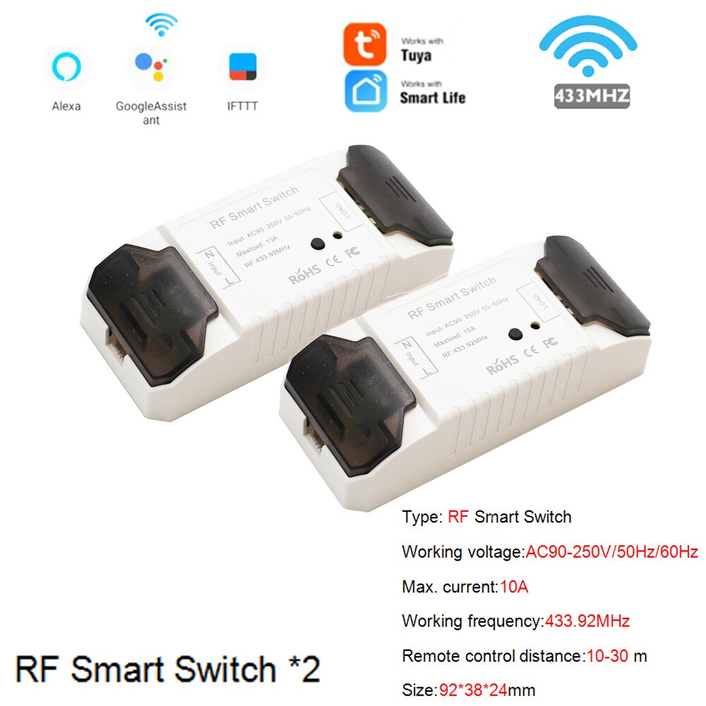 DIY Wifi Switch Wi-Fi/RF Smart Home Wireless Remote Controller Wifi Switch Automation Module Timer Smart Breaker: 2 Control(RF)