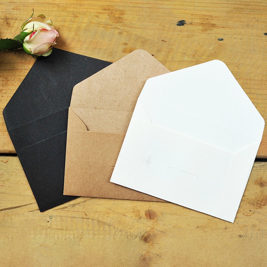 10 Stks/partij Wit, Zwart, Kraft Blanco Enveloppen Mini Papier Venster Enveloppen Voor De Uitnodiging Envelop, Card Envelop
