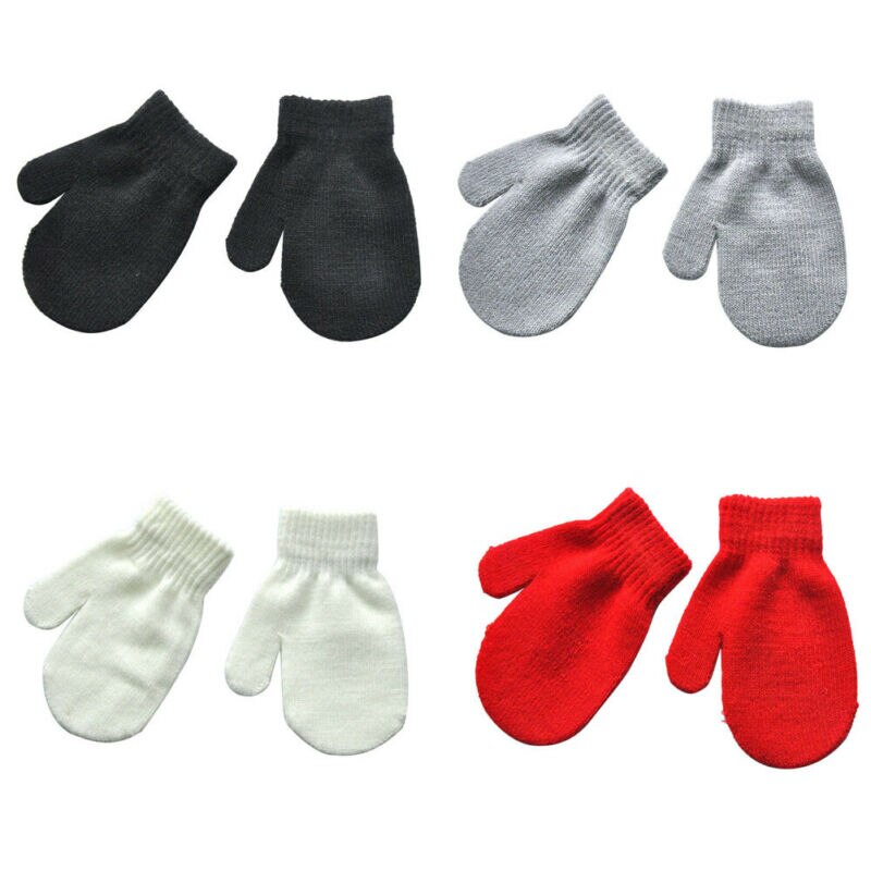Pudcoco outono inverno da criança dos miúdos do bebê menino meninas bonito macio tricô luvas quentes bebê cor sólida mittens