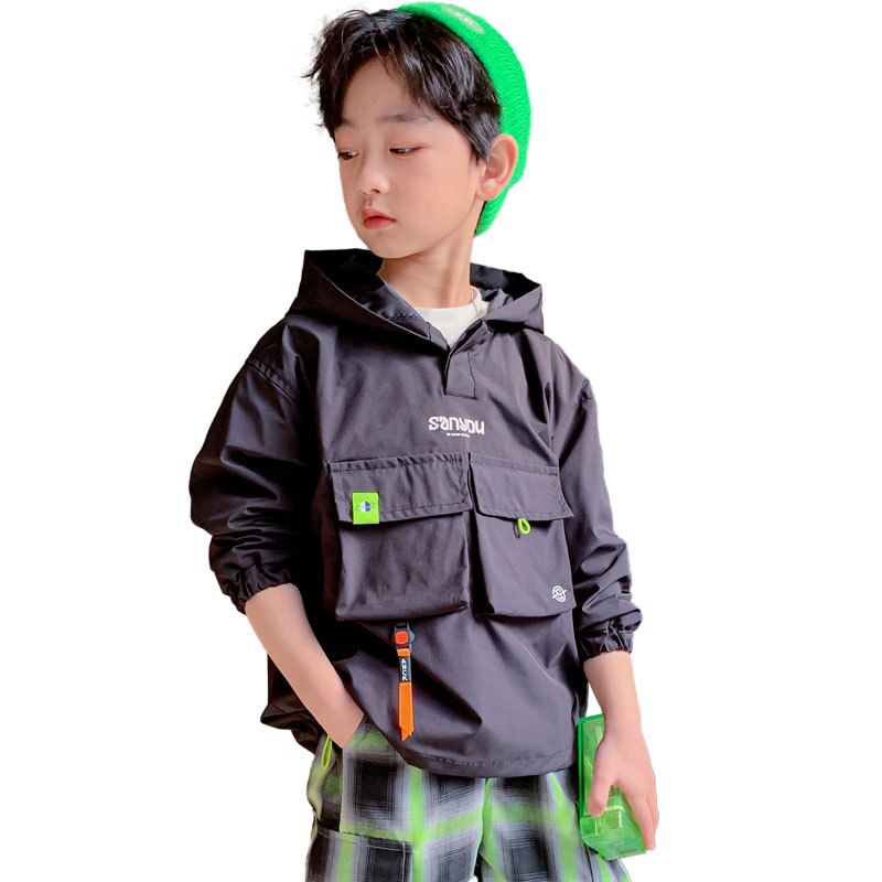Chaqueta con capucha para niños de 4 a 12 años, abrigo informal virgen grande con bolsillo, Primavera/otoño, nueva
