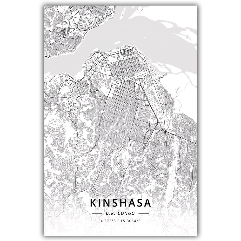 Kinshasa Dr Congo Kaart Poster