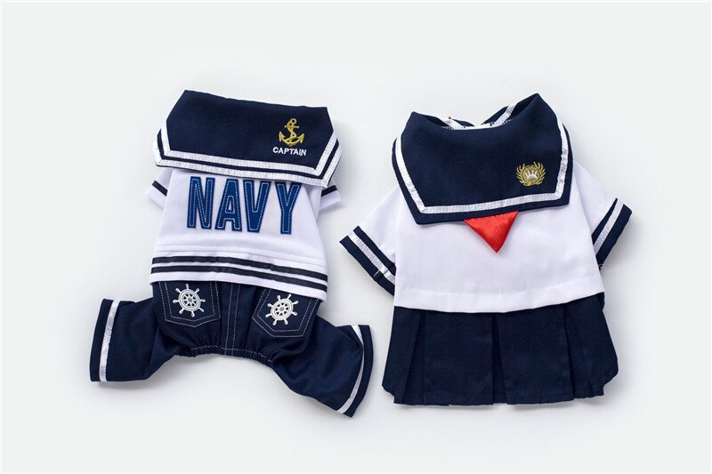 B71 pet dog clothes Navy style uniform dog skirt