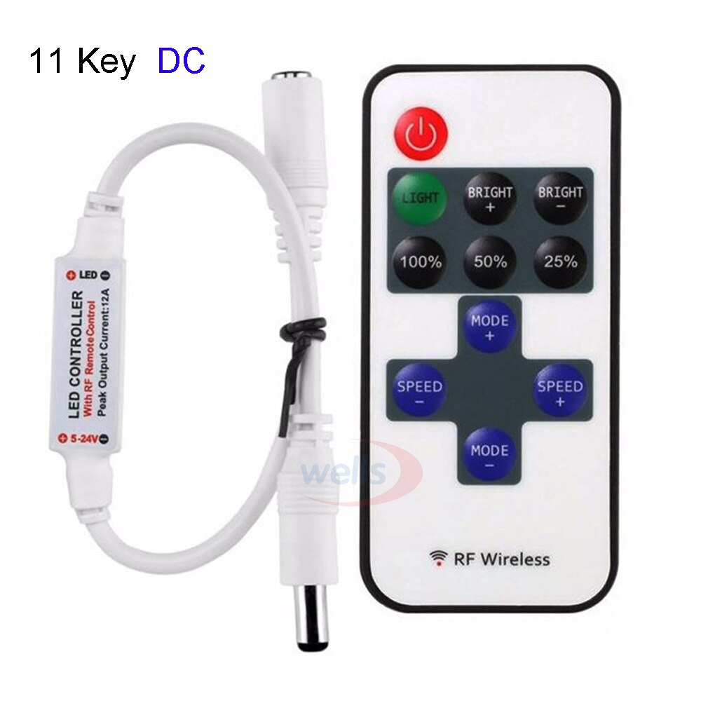 Mini 3 Sleutels Een Kleur Dimmer Controller Voor 5050 3528 3014 2835 Led Strip Licht Tape Lamp 12V 24V: 11 Key  DC