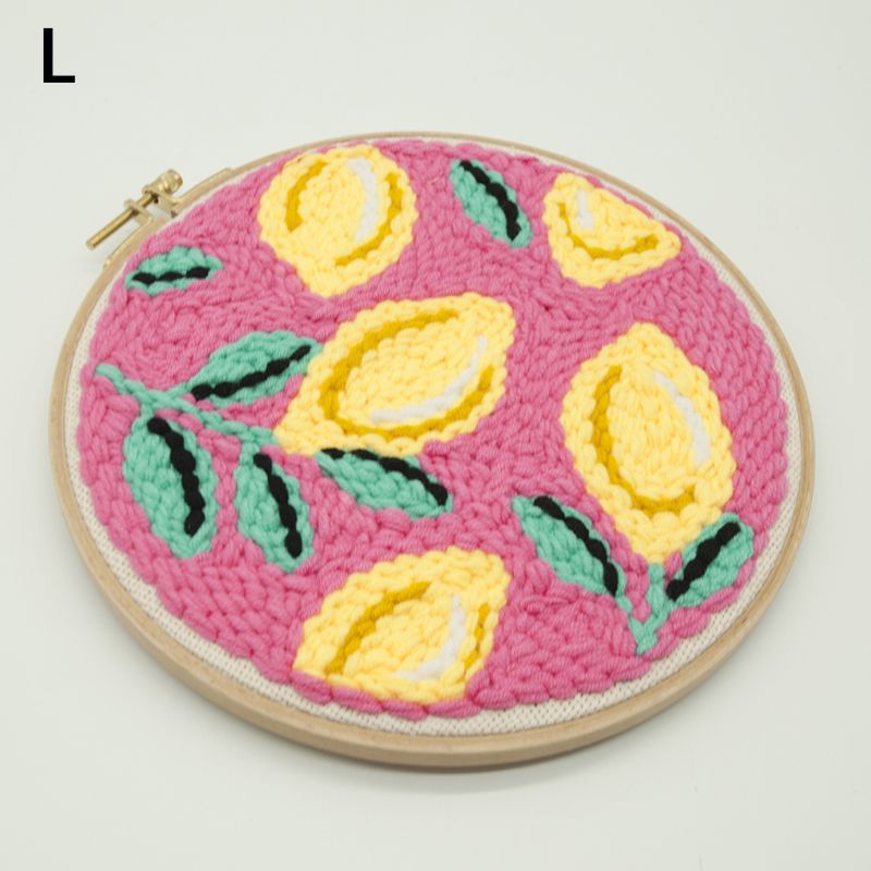 DIY Unfinished Embroidery Poked Kit Fruit Animal Punch Needle Cross Stitch Bag