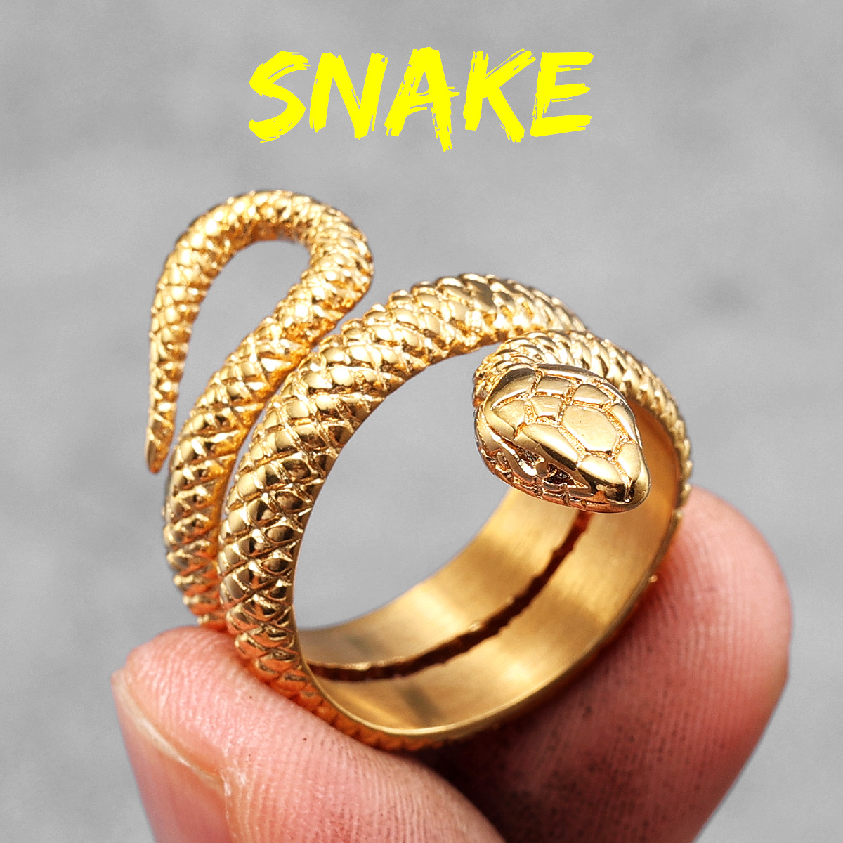 Anillos de acero inoxidable para hombre, Viper Animal, serpiente, Punk, para mujer, joyería de para motorista, de Halloween,: 9 / Gris