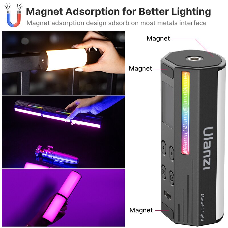 Ulanzi-Barra de luz LED i-light VL119 barra de luz de mano RGB 2500-9000K iluminación de fotografía tubo magnético de luz para vídeo y Vlog