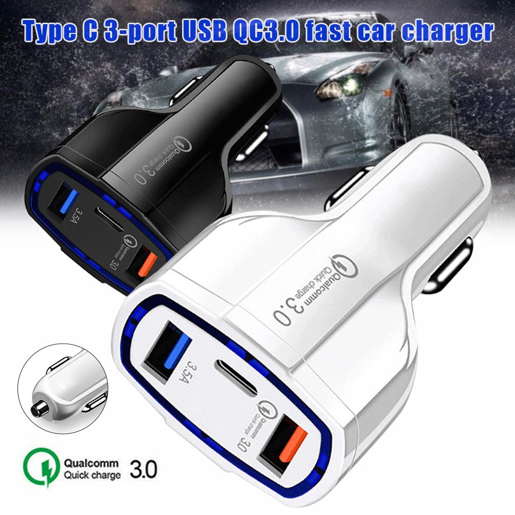 3-Hafen USB Schnelle Schnelle Auto Ladegerät Adapter Typ C Hafen Ladung für praktisch GK99