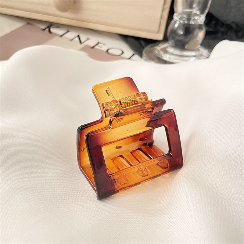 Moda grampo de cabelo multicolorido acrílico oco quadrado rabo de cavalo grab meninas grampo de cabelo acessórios de estilo de cabelo