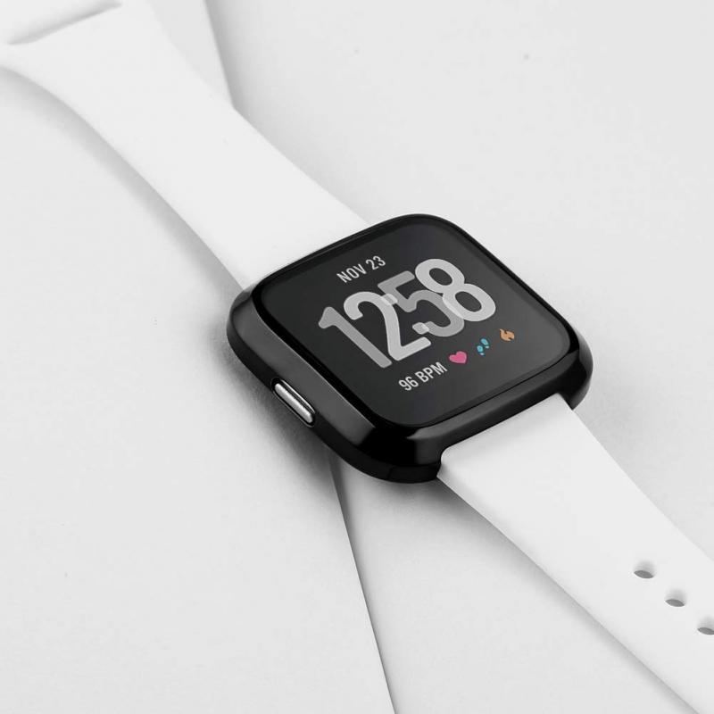 Voor Fitbit Versa Lite Anti-Val Horloge Bumper Wijzerplaat Polyurethaan Elektrolytische Case Horloge Gezicht Frame Armband Scherm Shell Cover