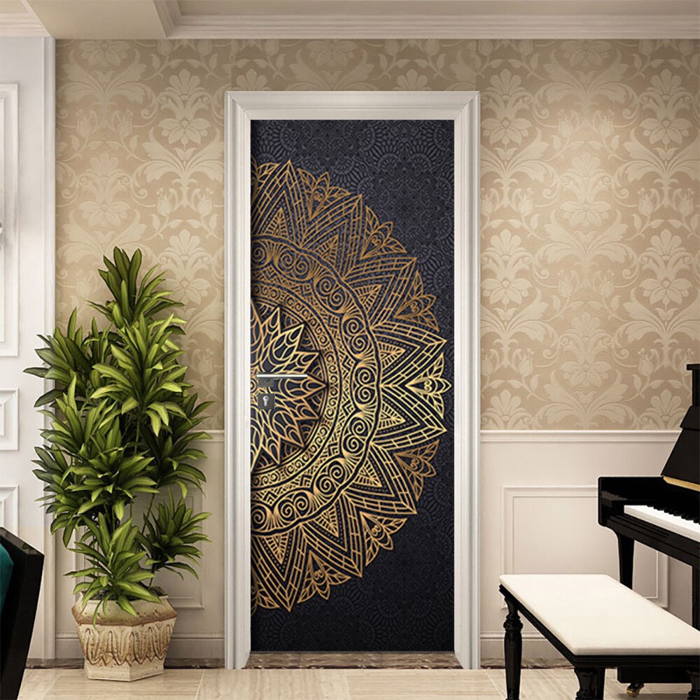 Door Stickers 3D Feather Stickers Background Decoration Wall Stickers Wooden Door Renovation