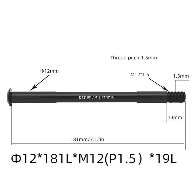 Bicycle Thru Axle Aluminum Alloy MTB Bike Quick Release Hubs Tube Shaft Skewers Cycling Front Rear Axle Replacement Accessories: 12x181LxM12