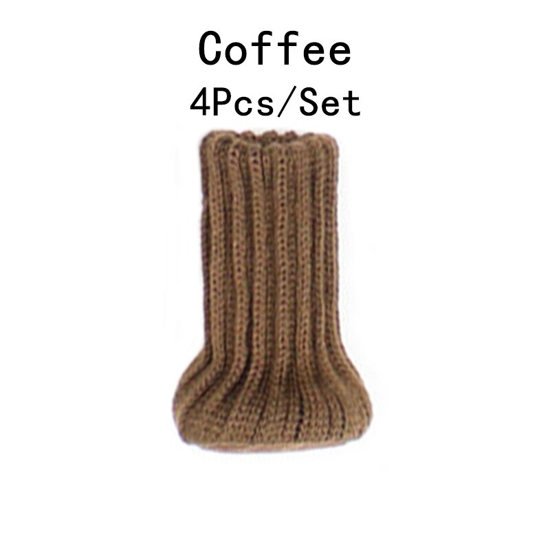 4 stk strikket stol ben sokker møbler bordfødder ben gulvbeskyttere dækker gulvbeskyttelsespuder hjemindretning: Kaffe