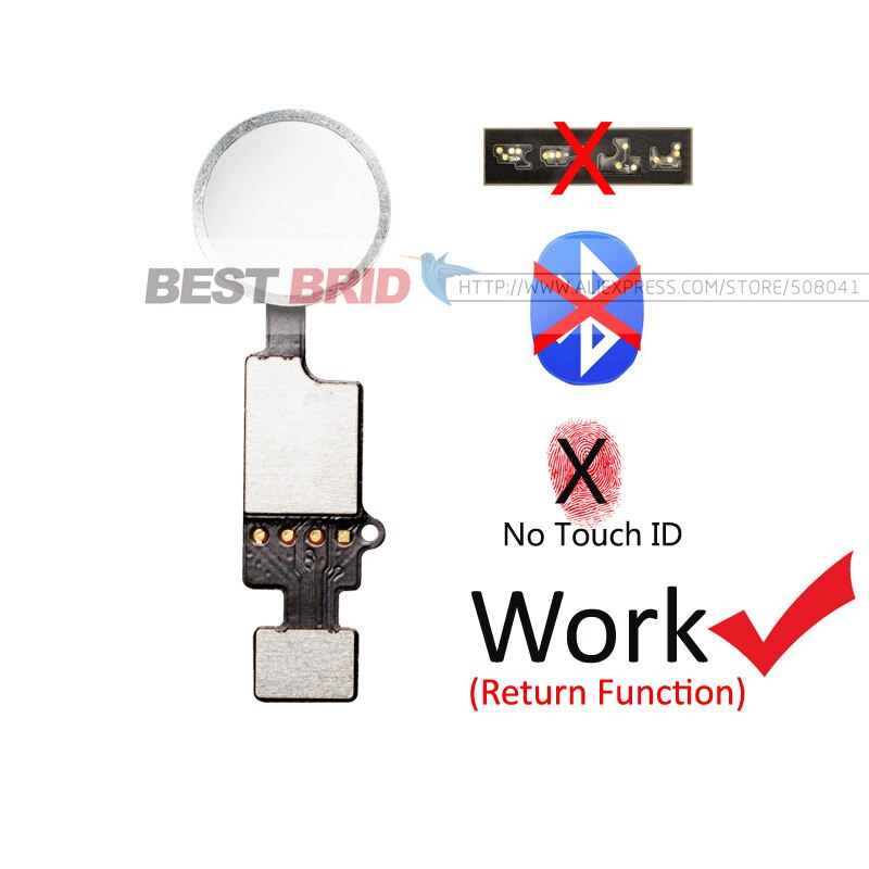 1pcs Home Button with Flex Cable for iPhone 7G 7 Plus 8 8 plus Home button return functions No Touch ID Flex Assembly