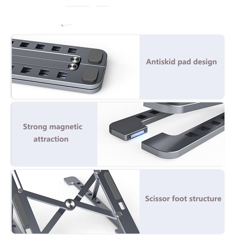 Adjustable Foldable Laptop Stand Desktop Notebook Holder Laptop Cooling Pad for Macbook Pro Air 13 15 13.3 15.4 15.6 iPad Pro