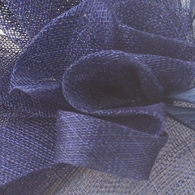 Sinamay bröllopshuvudbonader för kvinnor dam fascinator hatt hårklämma underbara dam fest middag huvudbonad fjädrar hatt: Marin