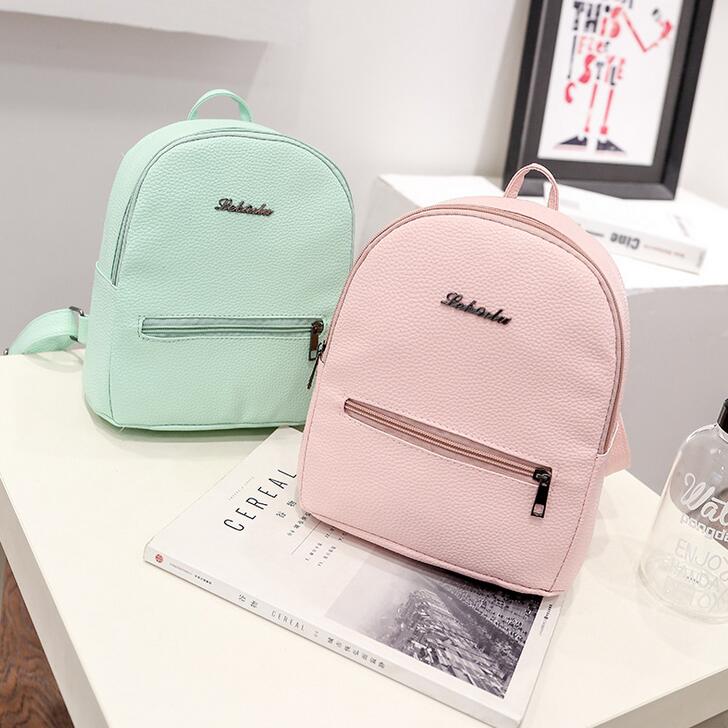 Neue Frauen Rucksack Korea PU leder Süssigkeit Farbe Hochschule Schulter Tasche Süße mädchen reisen Mini Weiblichen beutel