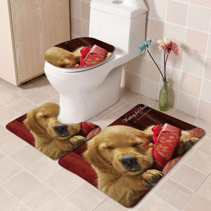 3 stk / sæt tredelt badeværelsesmåtte sæt skridsikker absorberende tæppegulvmåtte superblød toiletpude: Nummer 3