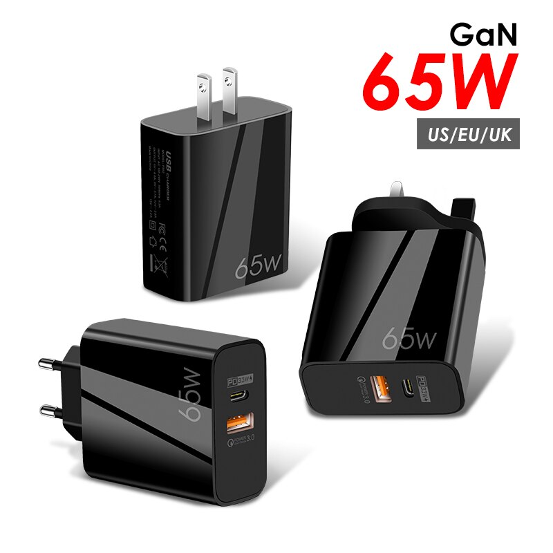65w- gan usb-c-wandladegerät  pd 33w 4.0 für iphone 13 pro max , 12 12 3.0 macbook air, samsung galaxy und ipad pro