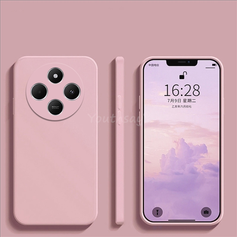 Für Xiaomi Redmi 14C Hülle Flüssigsilikon Plain Case Redmi 14C Cover TPU Anti Phone Protector Cover Redmi 14C Hülle: Rot