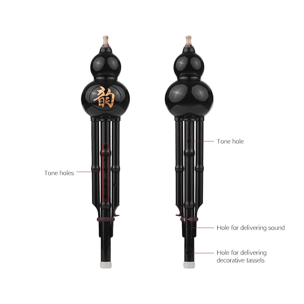 Instrumento tradicional chino Hulusi Cucurbit flauta botella calabaza c-key Material de resina con nudo chino funda de transporte