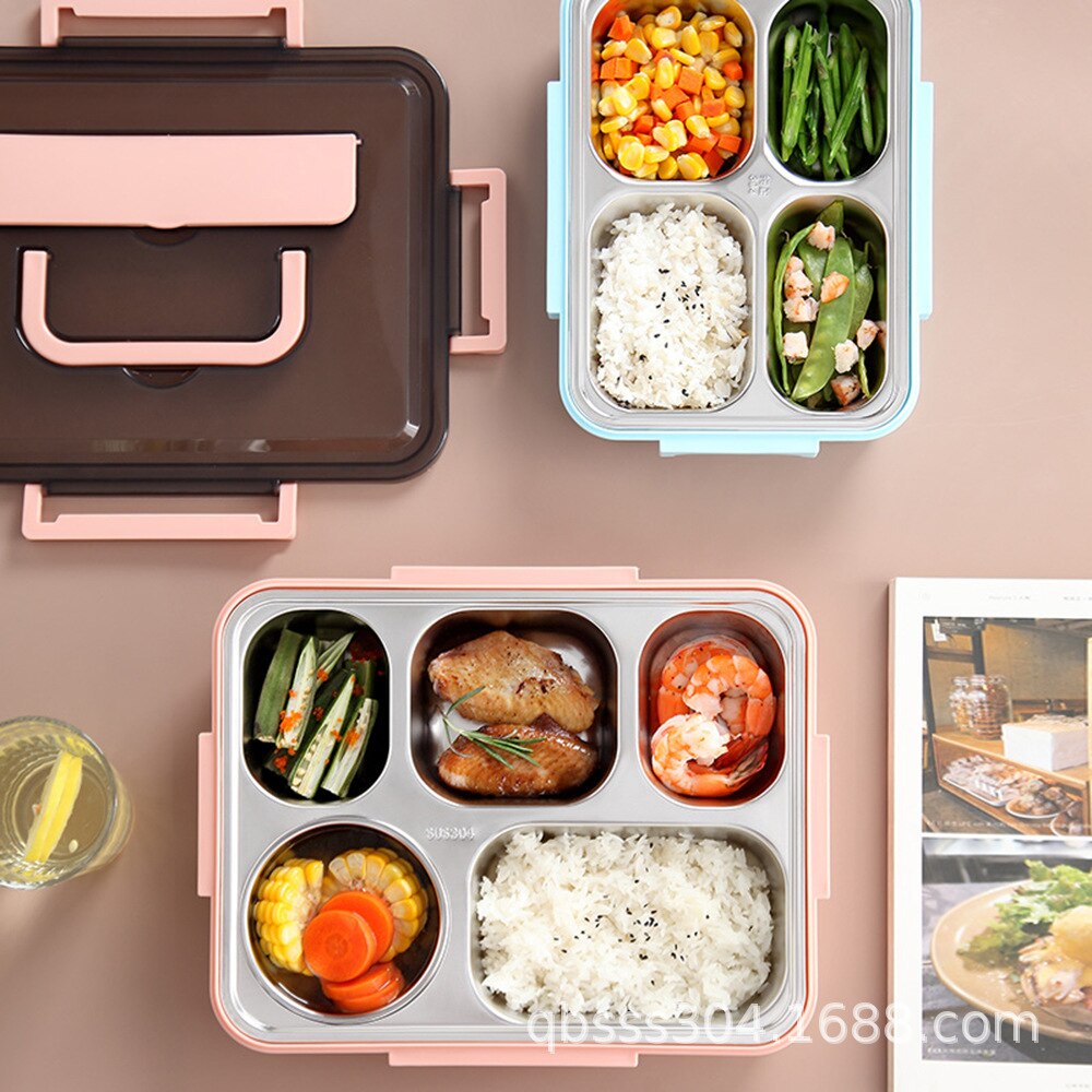 Japanse Kinderen Lunchbox 304 Rvs Bento Lunch Box Met Compartiment Servies Magnetron Voedsel Container Doos