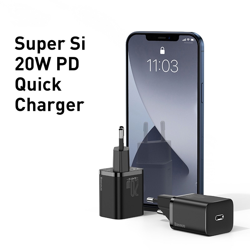 Baseus PD 20 W Schnelllade-USB-C-Ladegerät für iPhone 14 13 Profi Max Typ C auf IP-Schnellladung USB-C-Wandtelefon-Schnellladegerät