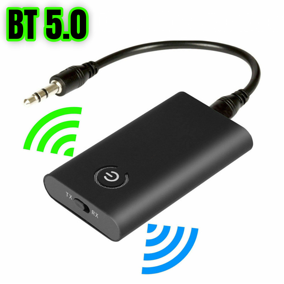 2 In 1 5.0 Bluetooth Draadloze Audio Zender En Ontvanger A2DP Hifi Muziek Adapter Aux Rca 3.5Mm Jack Aux voor Tv Pc Hoofdtelefoon: WHITE