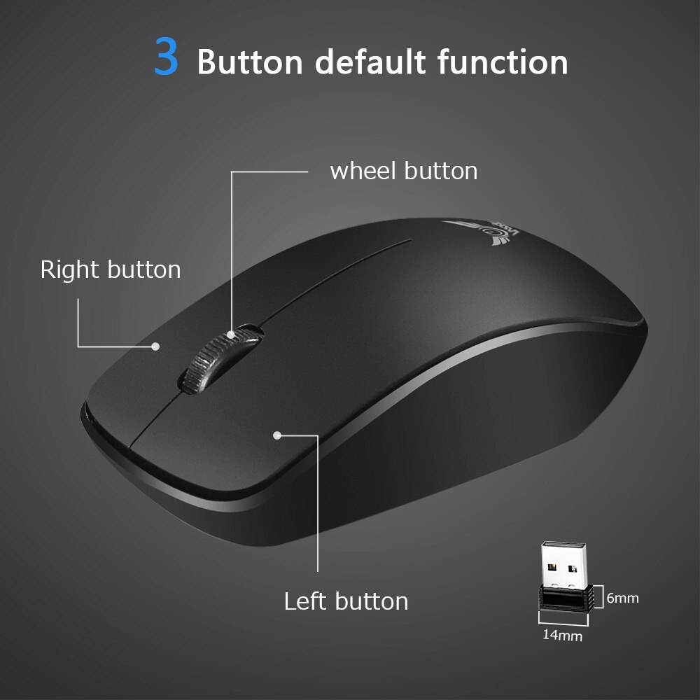 1600 DPI Optical Mouse Wireless 2.4GHz Mouse 3 Buttons Computer Mice For Laptop Mice PC